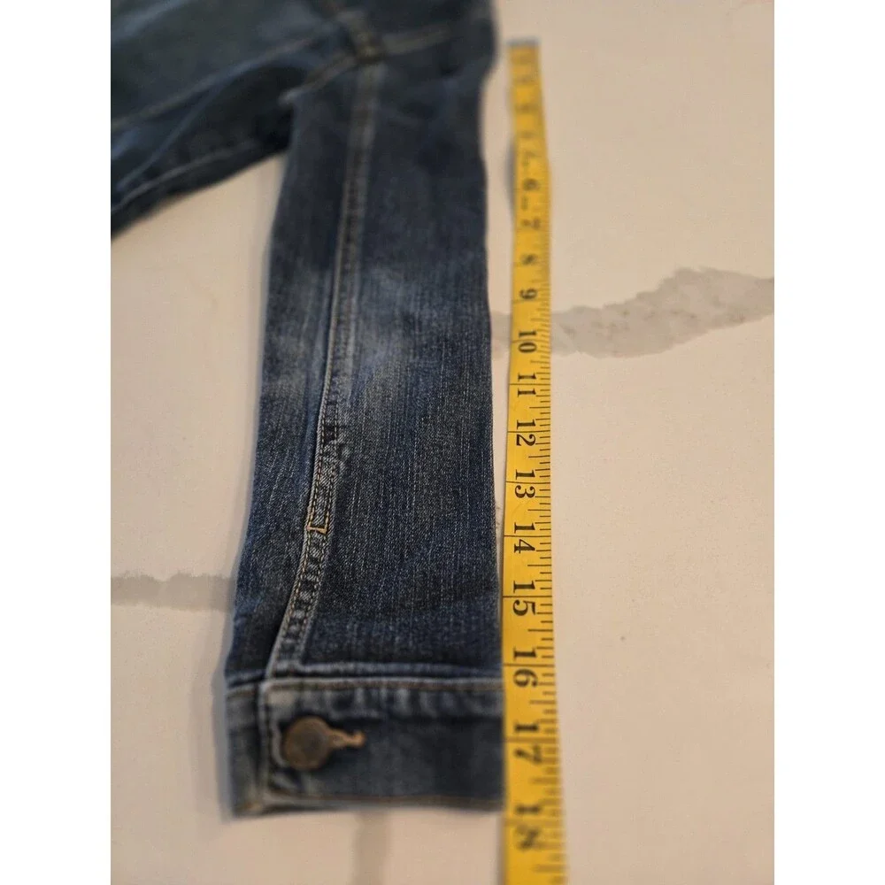 The Children's Place Puppy Patch Size M 7/8 Denim Trucker Crop Jacket Girls Blue